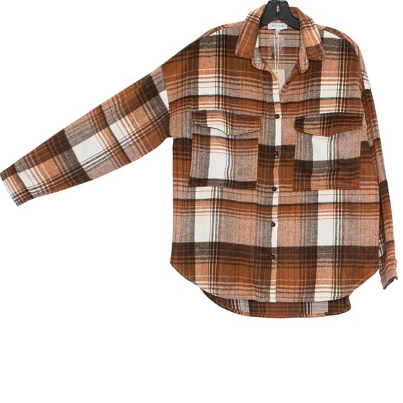 NWT ACOA Shacket Wool Flannel Oversize Y2K Boyfriend Western Button Plaid Small - Picture 6 of 6